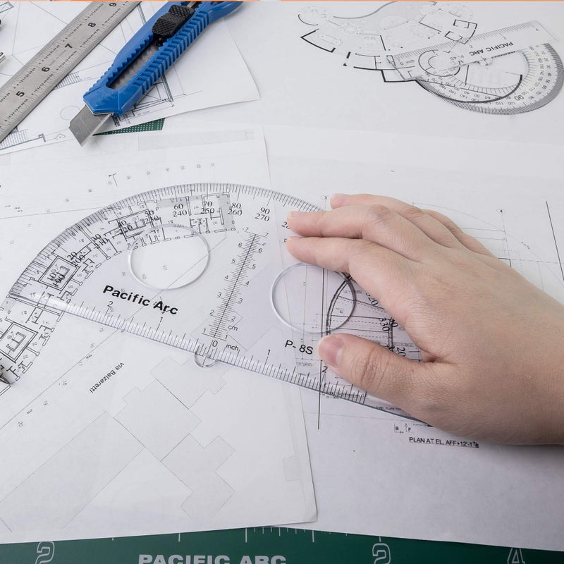 Pacific Arc's 6 Inch Plastic Protractor Clear Ruler - Image 4